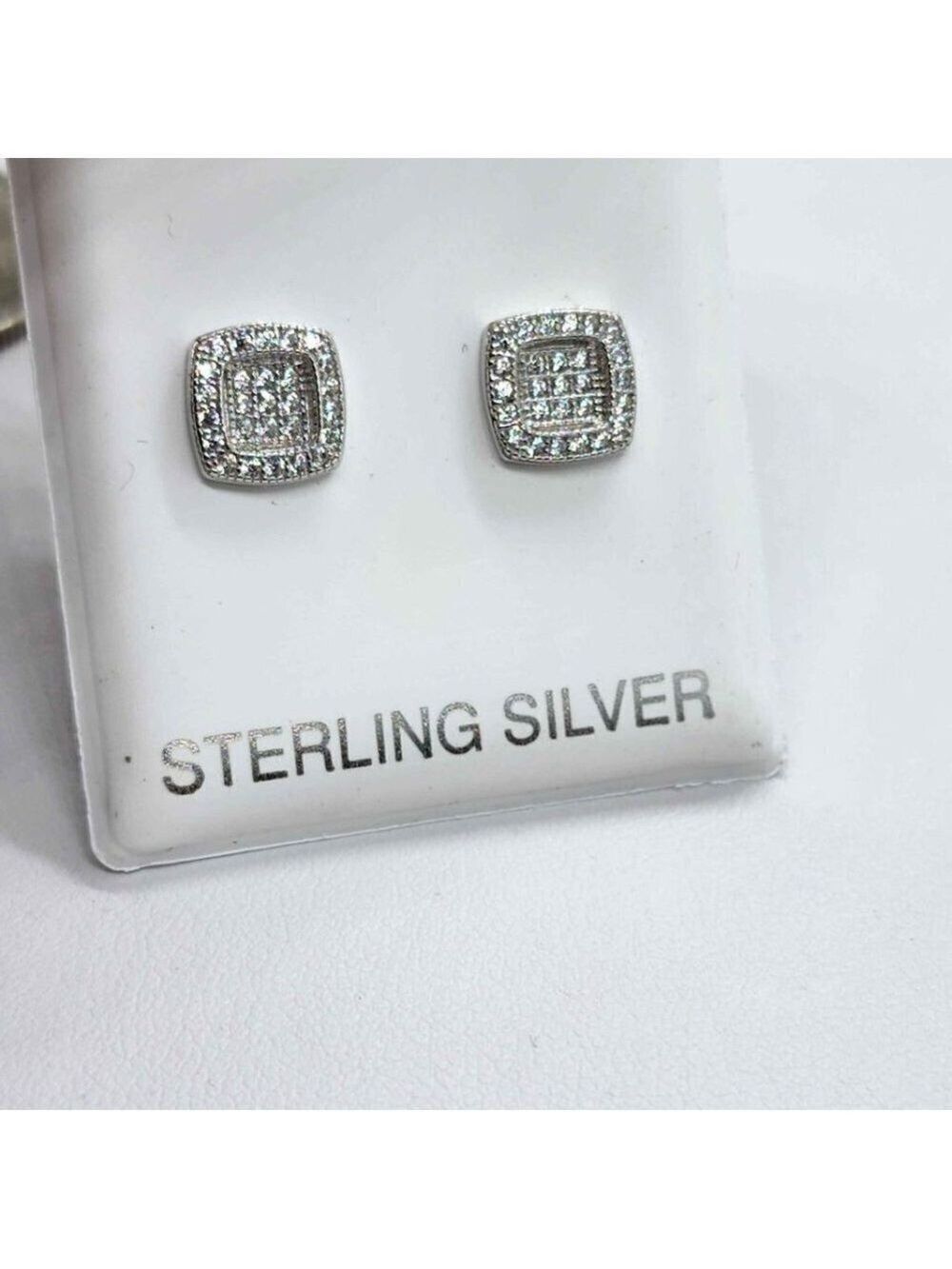 Brand New   Sterling Silver 925 Square  Design Earrings - Picture 3 of 4